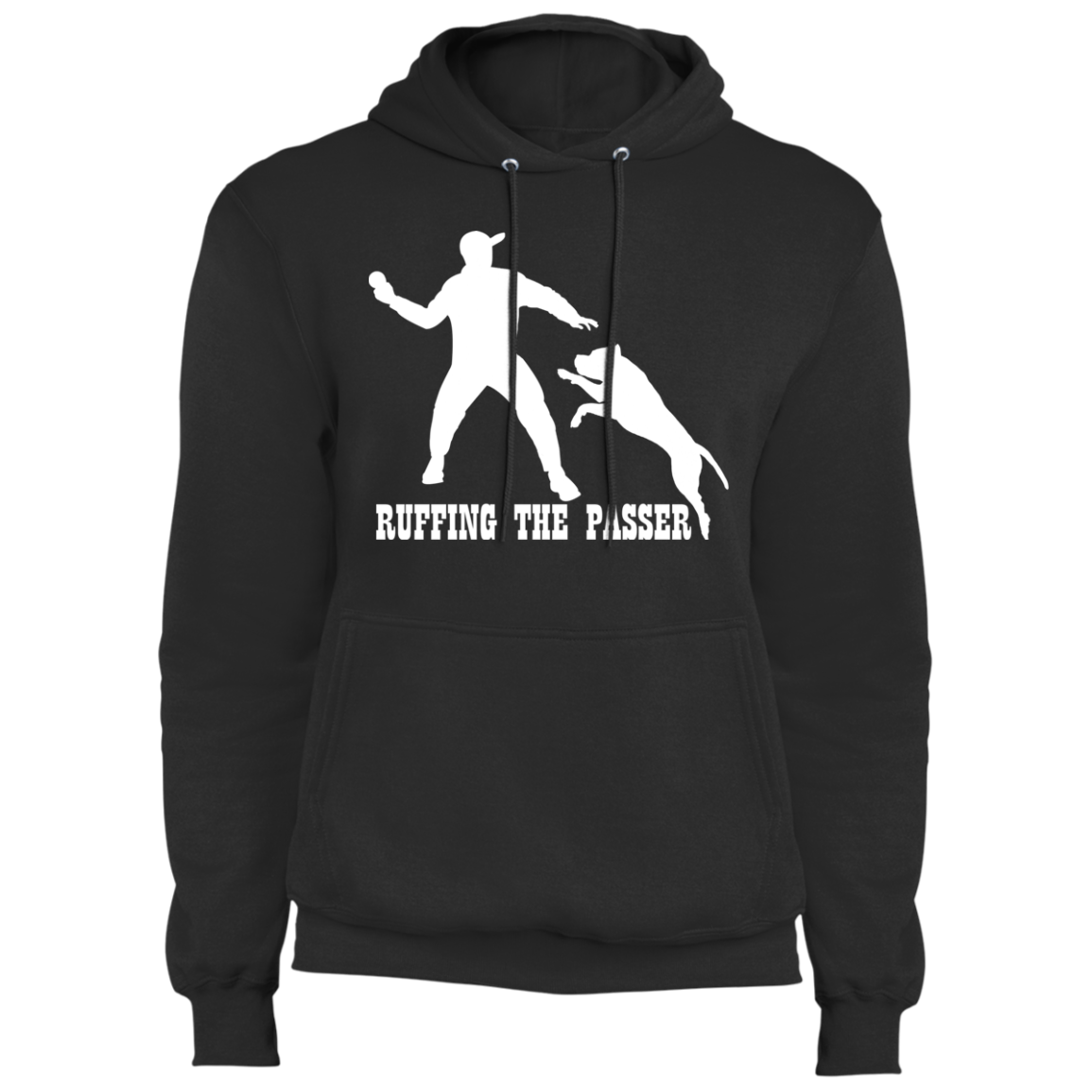 ArtichokeUSA Custom Design. Ruffing the Passer. Pitbull Edition. Male Version. Fleece Pullover Hoodie