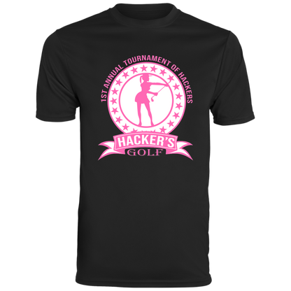 ZZZ#20 OPG Custom Design. 1st Annual Hackers Golf Tournament. Ladies Edition. Men's Moisture-Wicking Tee