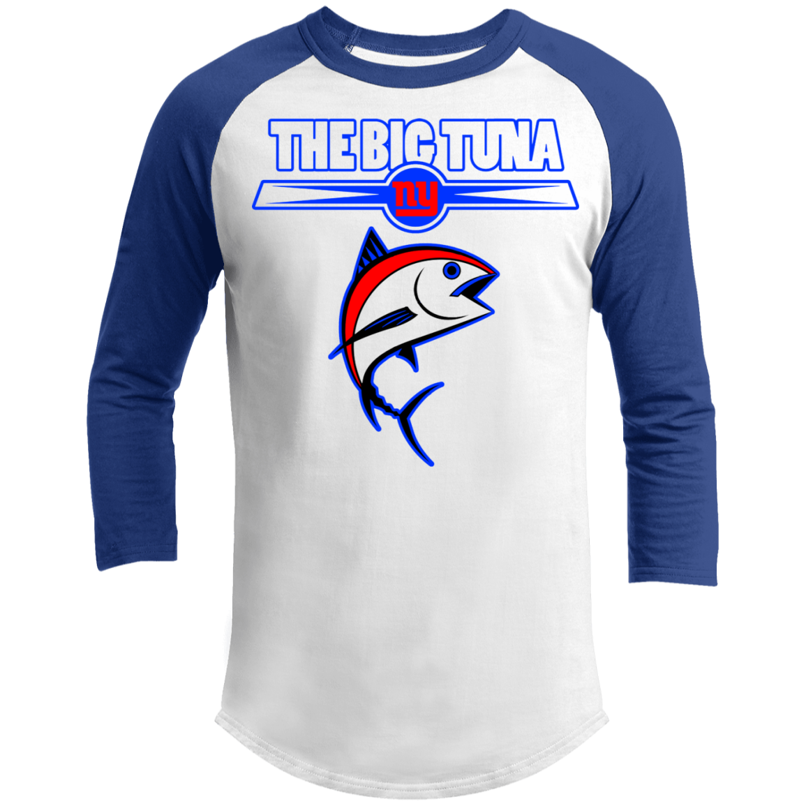 ArtichokeUSA Custom Design. The Big Tuna. Bill Parcell Tribute. NY Giants Fan Art. 3/4 Raglan Sleeve Shirt