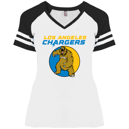 ArtichokeUSA Custom Design. Los Angeles Chargers Fan Art. Ladies' Game V-Neck T-Shirt