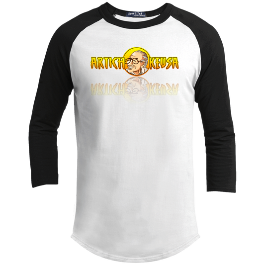 ArtichokeUSA Character and Font design. Stan Lee Thank You Fan Art. Let's Create Your Own Design Today. Youth 3/4 Raglan Sleeve Shirt