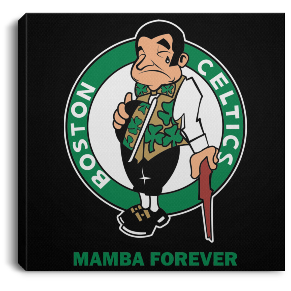 ArtichokeUSA Custom Design. RIP Kobe. Mamba Forever. Celtics / Lakers Fan Art Tribute. Square Canvas .75in Frame