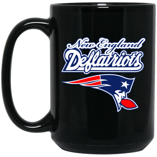 ArtichokeUSA Custom Design. New England Deflatriots. New England Patriots Parody. 15 oz. Black Mug