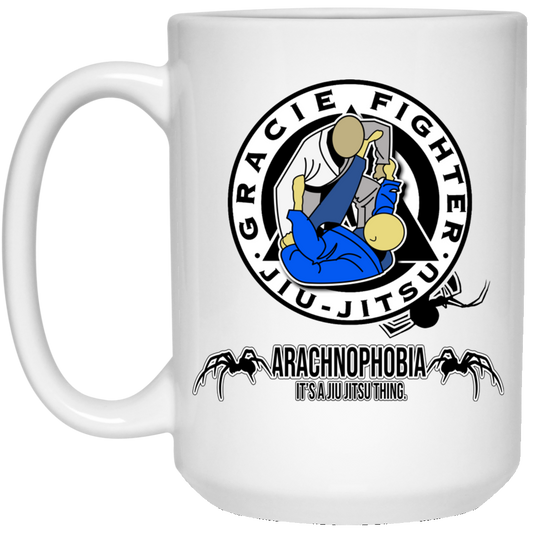 Artichoke Fight Gear Custom Design #1. Arachnophobia. It's A Jiu Jitsu Thing. Spider Guard. BJJ. 15 oz. White Mug