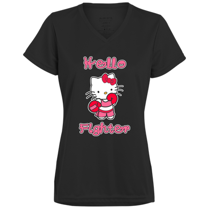 Artichoke Fight Gear Custom Design #11. Hello Fighter. Ladies’ Moisture-Wicking V-Neck Tee