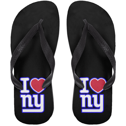 ArtichokeUSA Custom Design. I heart New York Giants. NY Giants Football Fan Art. Adult Flip Flops