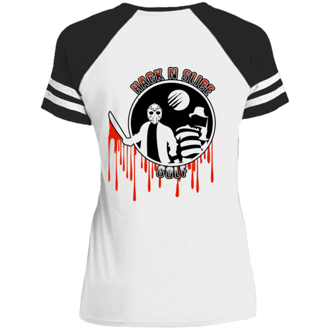 OPG Custom Design #23. Hack N Slice Golf. Freddy and Jason Fan Art. Ladies' Game V-Neck T-Shirt