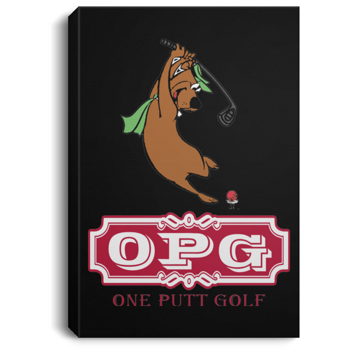OPG Custom Design #9. Golf Southern California. California State Flag / Yogi Bear Playing Golf Parody. Portrait Canvas .75in Frame