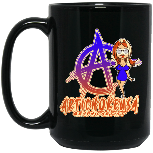 ArtichokeUSA Character and Font Design #2. Friends and Fam. Let’s Create Your Own Design Today. 15 oz. Black Mug
