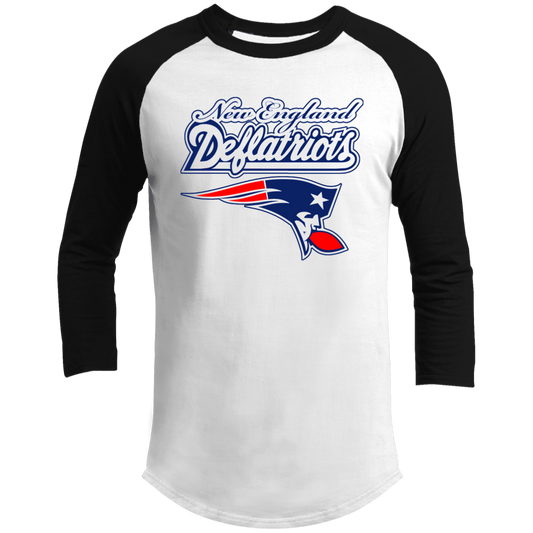 ArtichokeUSA Custom Design. New England Deflatriots. New England Patriots Parody. Men's 3/4 Raglan Sleeve Shirt