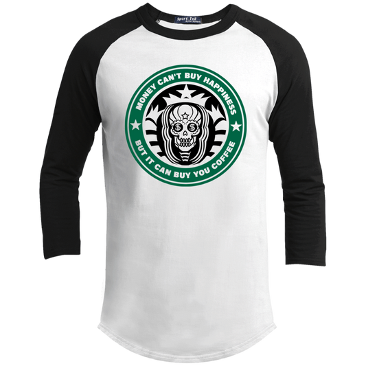 ArtichokeUSA Custom Design. Money Can't Buy Happiness But It Can Buy You Coffee. Youth 3/4 Raglan Sleeve Shirt