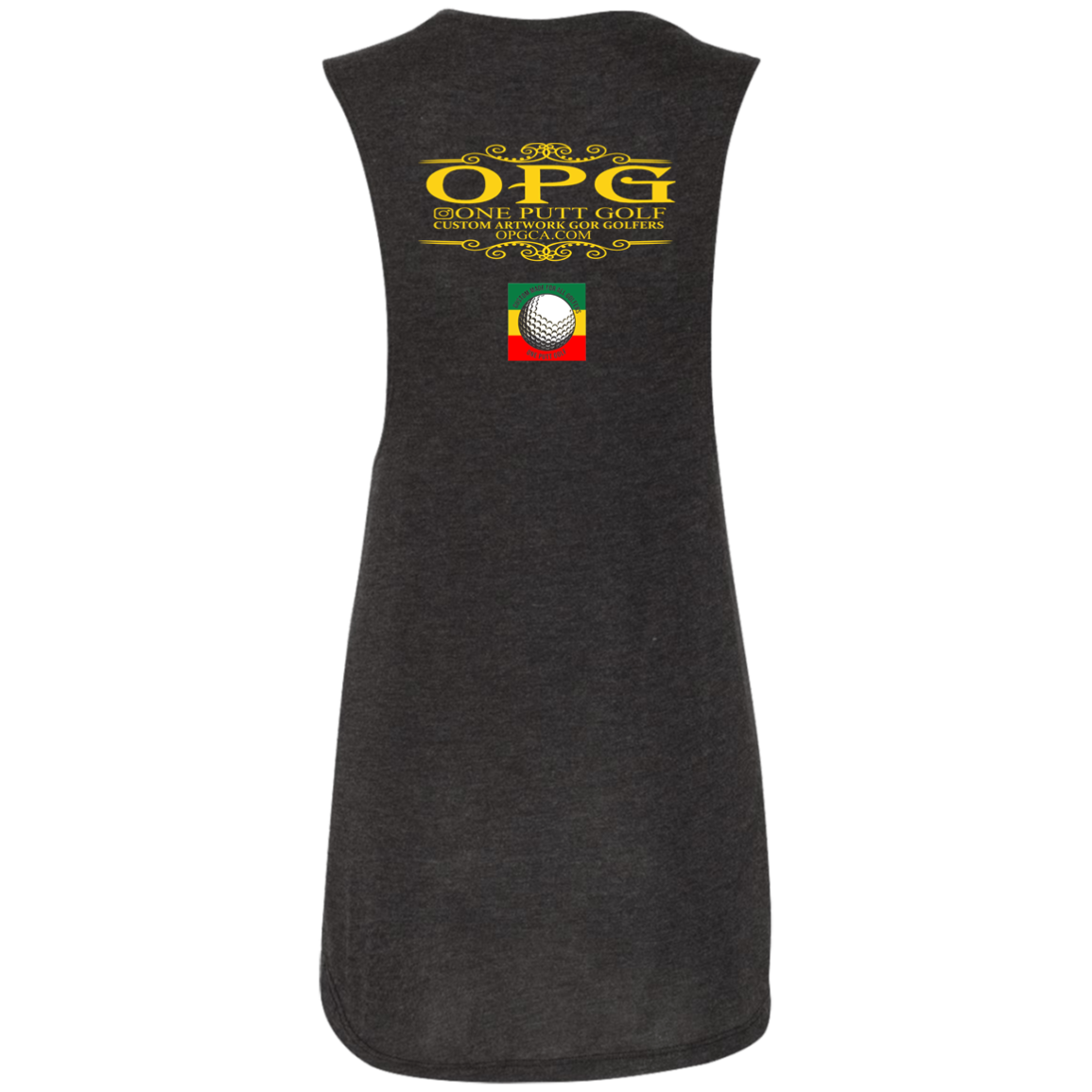OPG Custom Design #22. One Putt / One Love Parody with Fan Art. Female Edition. Ladies' Flowy Muscle Tank