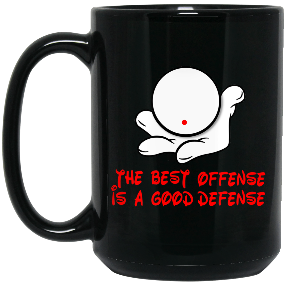 The GHOATS custom design #7. The Best Offence Is A Good Defense. Pool/Billiards. 15 oz. Black Mug