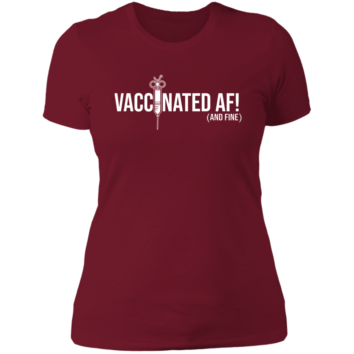 ArtichokeUSA Custom Design. Vaccinated AF (and fine). Ladies' Boyfriend T-Shirt