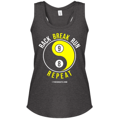 The GHOATS Custom Design #7. Rack Break Run Repeat. Ying Yang. Ladies' Perfect Tri Racerback Tank