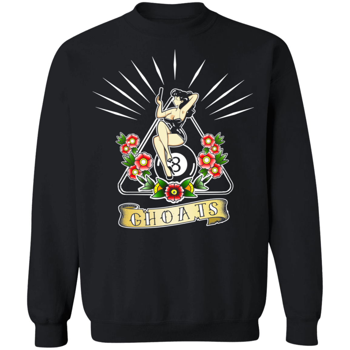 The GHOATS Custom Design. #23 Pin Up Girl. Crewneck Pullover Sweatshirt