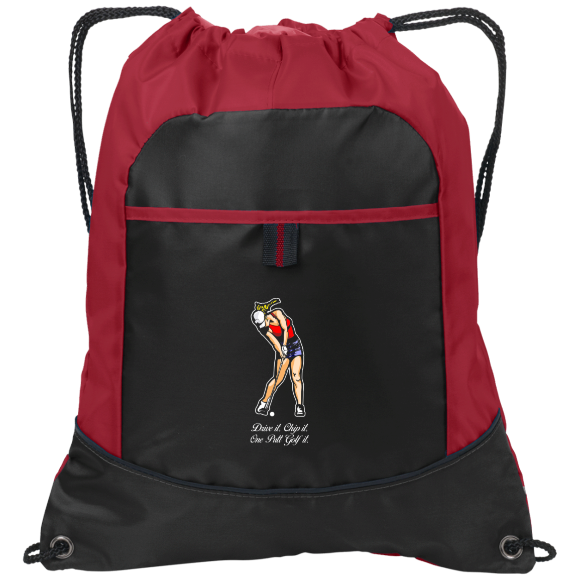 OPG Custom Design #9. Drive it. Chip it. One Putt Golf It. Golf So. Cal. Pocket Cinch Pack