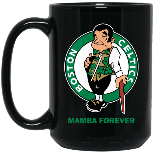 ArtichokeUSA Custom Design. RIP Kobe. Mamba Forever. Celtics / Lakers Fan Art Tribute. 15 oz. Black Mug