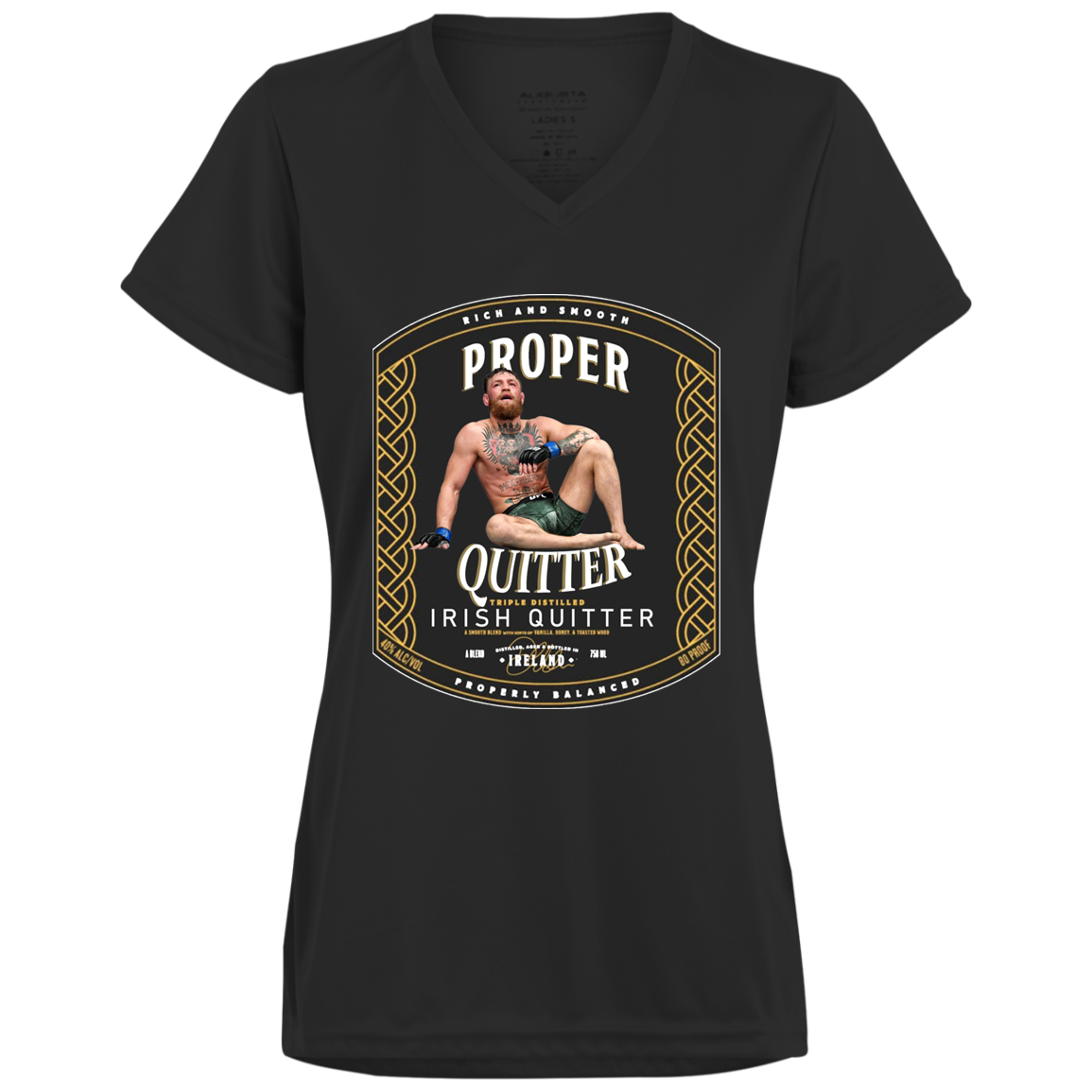 Artichoke Fight Gear Custom Design #15. Proper Quitter. Ladies’ Moisture-Wicking V-Neck Tee
