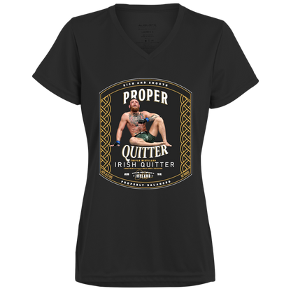 Artichoke Fight Gear Custom Design #15. Proper Quitter. Ladies’ Moisture-Wicking V-Neck Tee