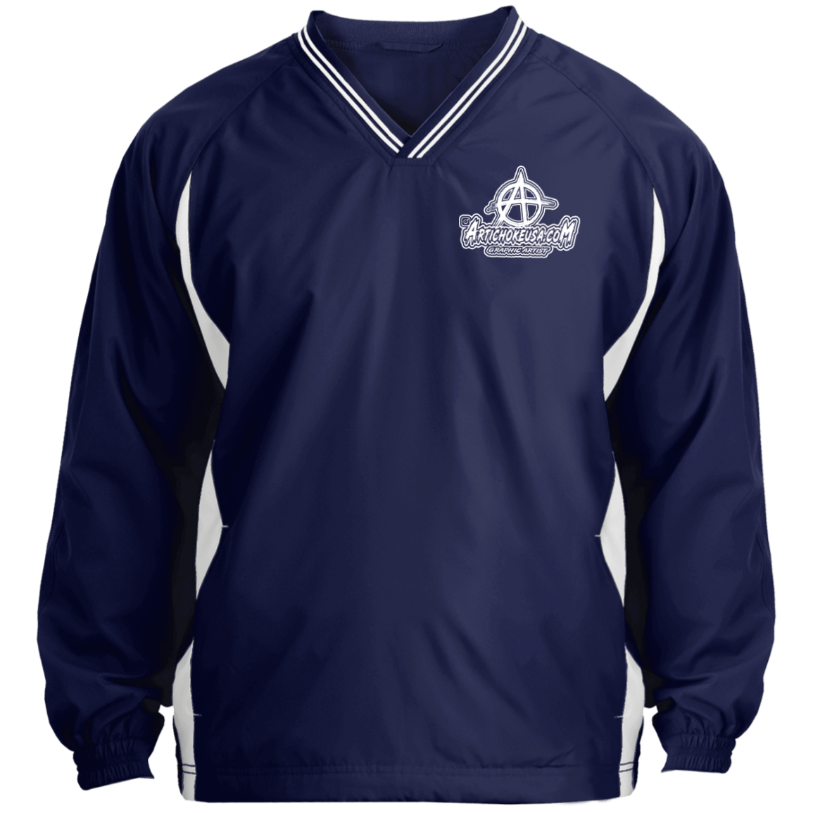 Embroidered Tipped V-Neck Windshirt