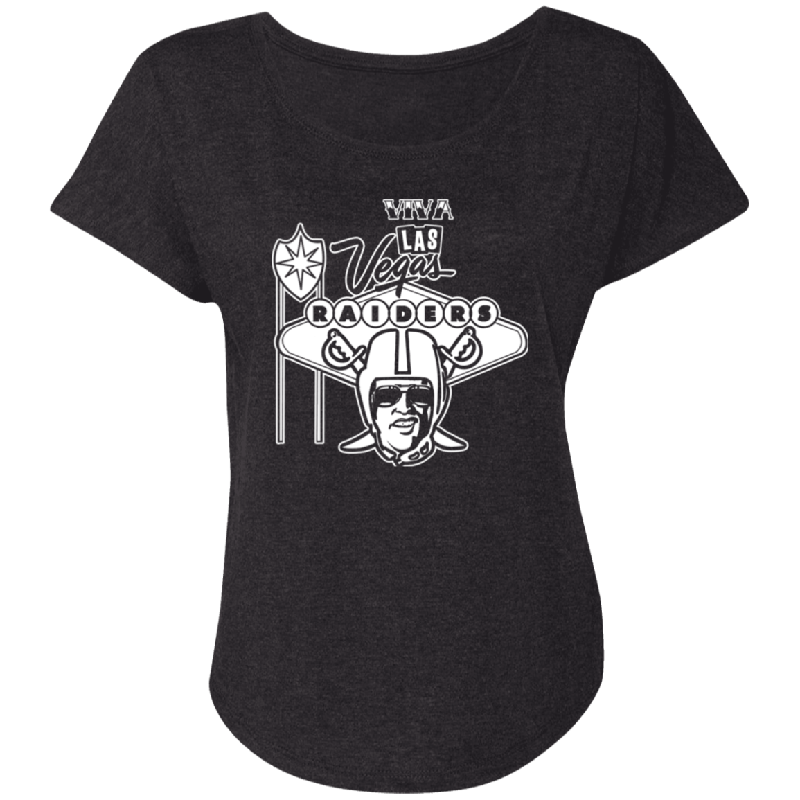 ArtichokeUSA Custom Design. Las Vegas Raiders. Las Vegas / Elvis Presley Parody Fan Art. Let's Create Your Own Team Design Today. Ladies' Triblend Dolman Sleeve