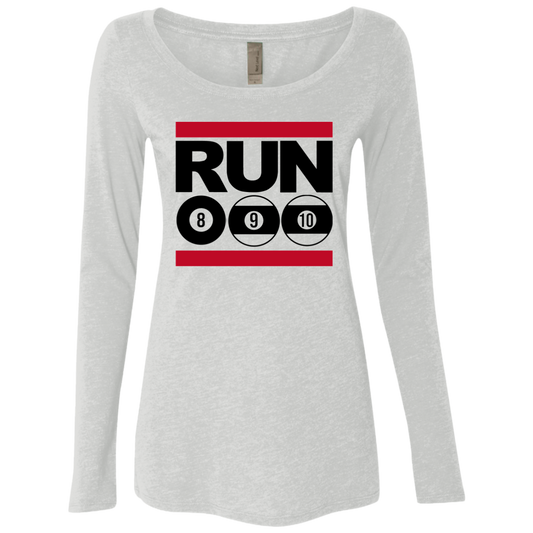 The GHOATS Custom Design. #29 run 8 9 10 ball. Ladies' Triblend LS Scoop