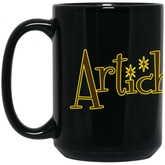 ArtichokeUSA custom design with text #18. 15 oz. Black Mug