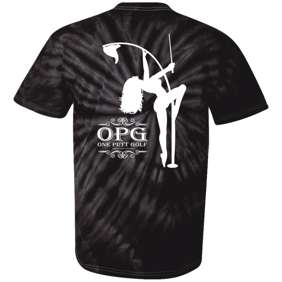 OPG Custom Design #10. Lady on Front / Flag Pole Dancer On Back. Youth Tie-Dye T-Shirt