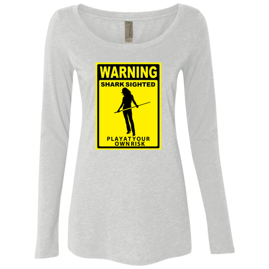 The GHOATS Custom Design. #34 Beware of Sharks. Play at Your Own Risk. (Ladies only version). Ladies' Triblend LS Scoop