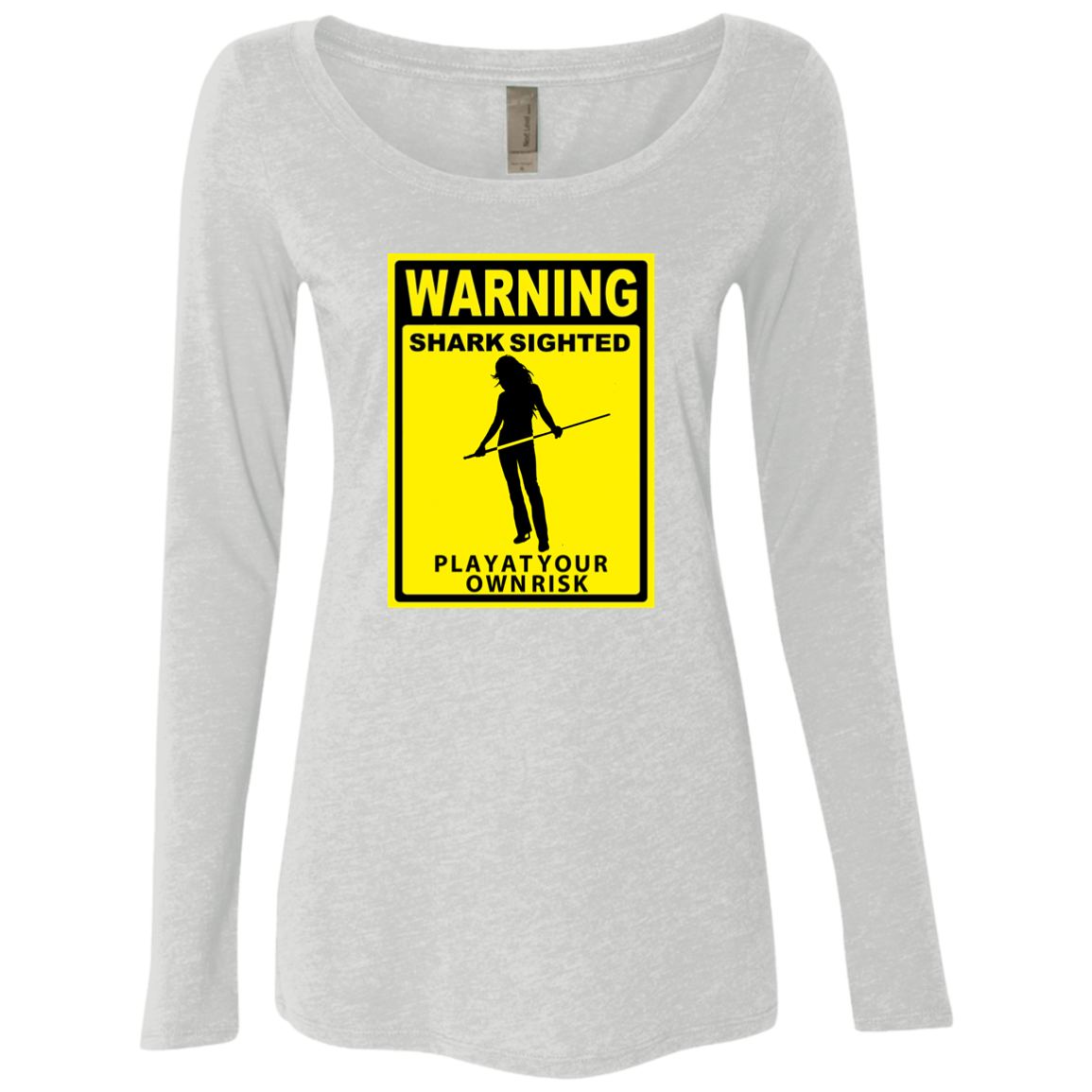 The GHOATS Custom Design. #34 Beware of Sharks. Play at Your Own Risk. (Ladies only version). Ladies' Triblend LS Scoop