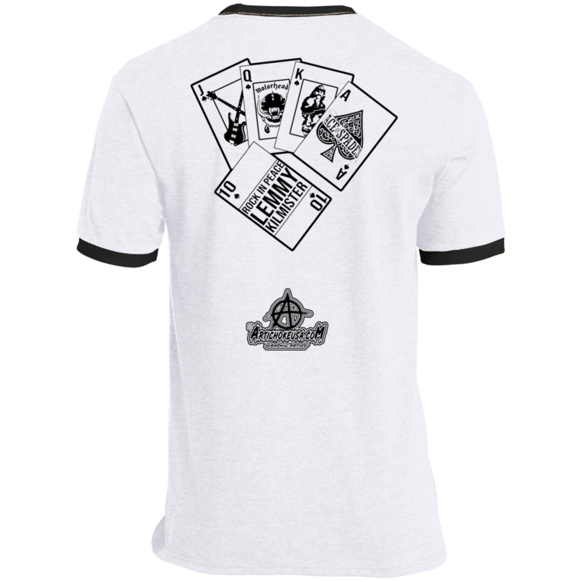 ArtichokeUSA Custom Design. Lemmy Kilmister "Ace of Spades" Tribute Fan Art Version 2 of 2. Ringer Tee