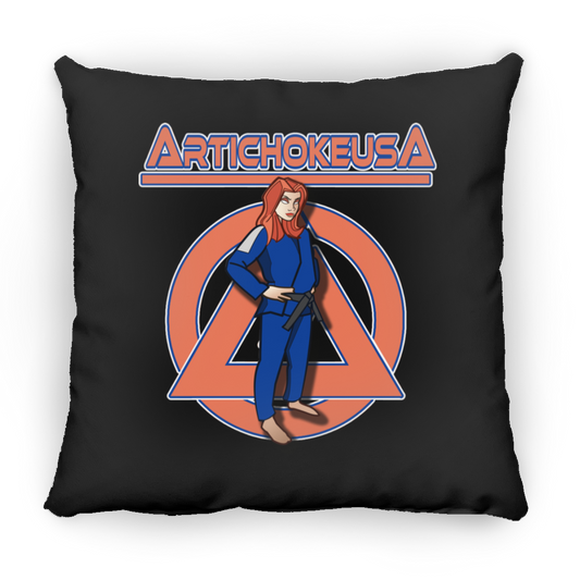 ArtichokeUSA Character and Font design. Let's Create Your Own Team Design Today. Amber. Large Square Pillow