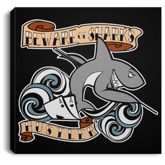 The GHOATS custom design #4. Beware of Sharks. Deisgned for my Dad, the best Pool and Card Shark out there. Let's create something for someone you know. Pool/Billiards. Square Canvas .75in Frame