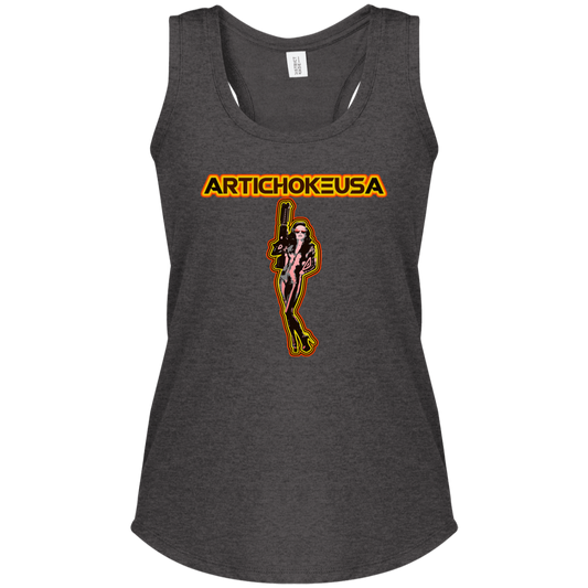 ArtichokeUSA Character and Font design. Let's Create Your Own Team Design Today. Mary Boom Boom. Ladies' Tri Racerback Tank