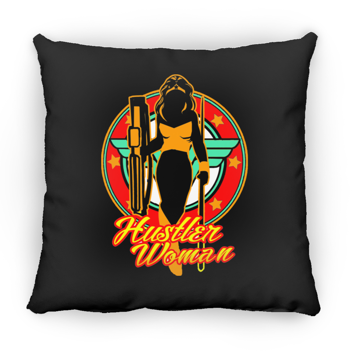 The GHOATS Custom Design #15. Hustler Woman. Large Square Pillow
