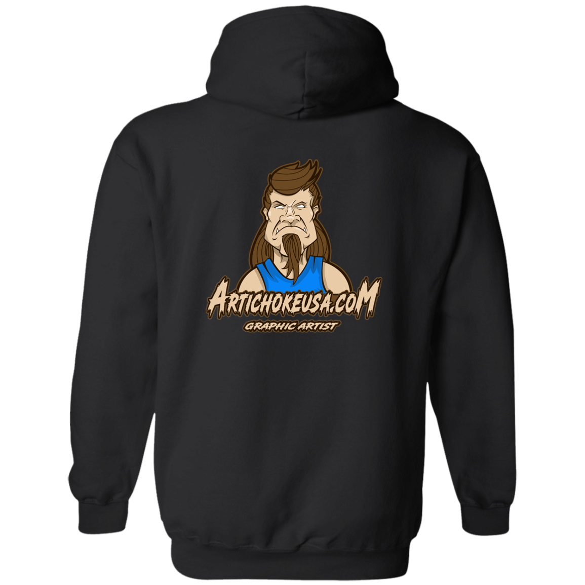 ArtichokeUSA Character and Font design. Let's Create Your Own Team Design Today. Mullet Mike. Zip Up Hooded Sweatshirt