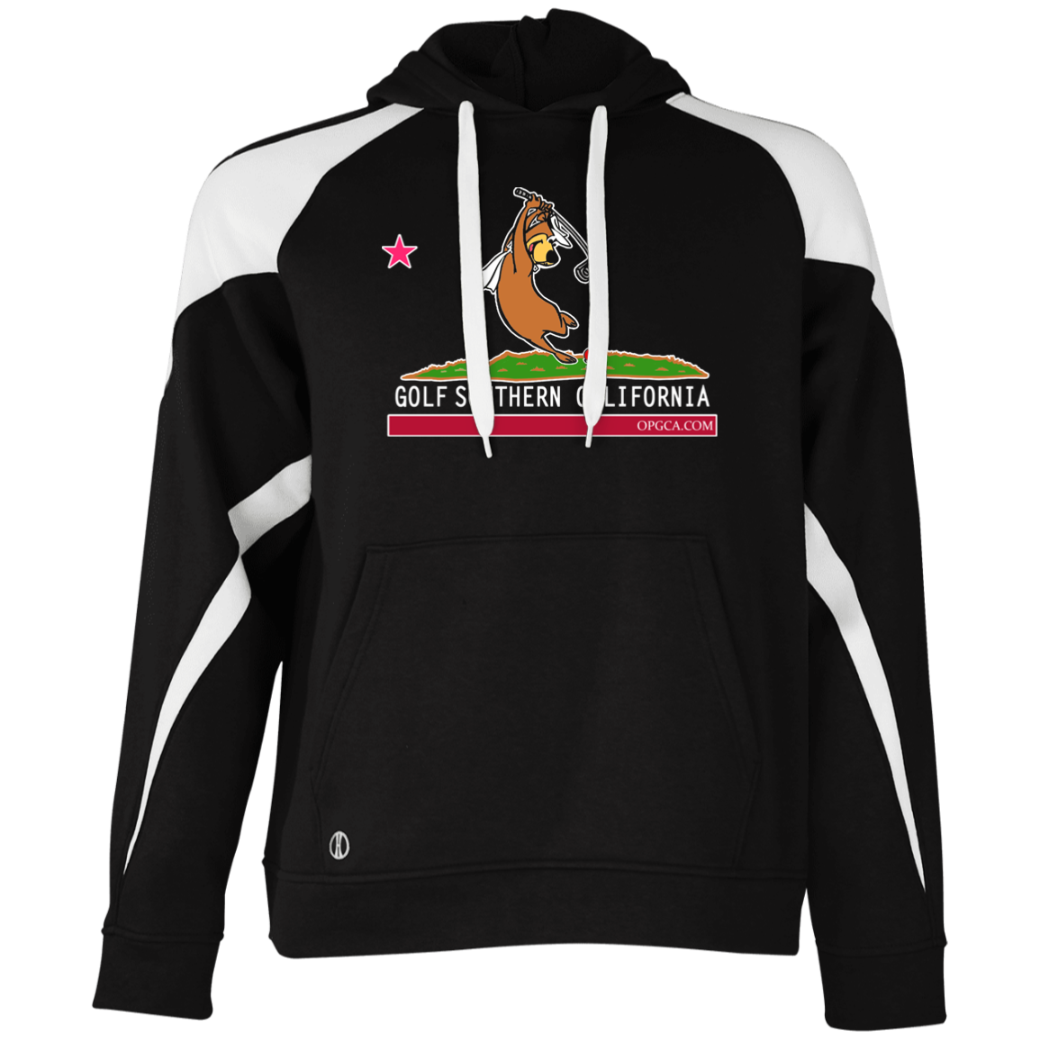 Custom Design #15. Golf Southern California with Yogi Fan Art. Colorblock Fleece Hoodie