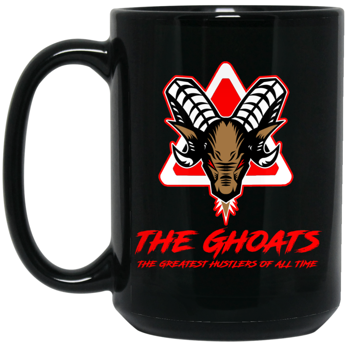 The GHOATS custom design #7. The Best Offence Is A Good Defense. Pool/Billiards. 15 oz. Black Mug