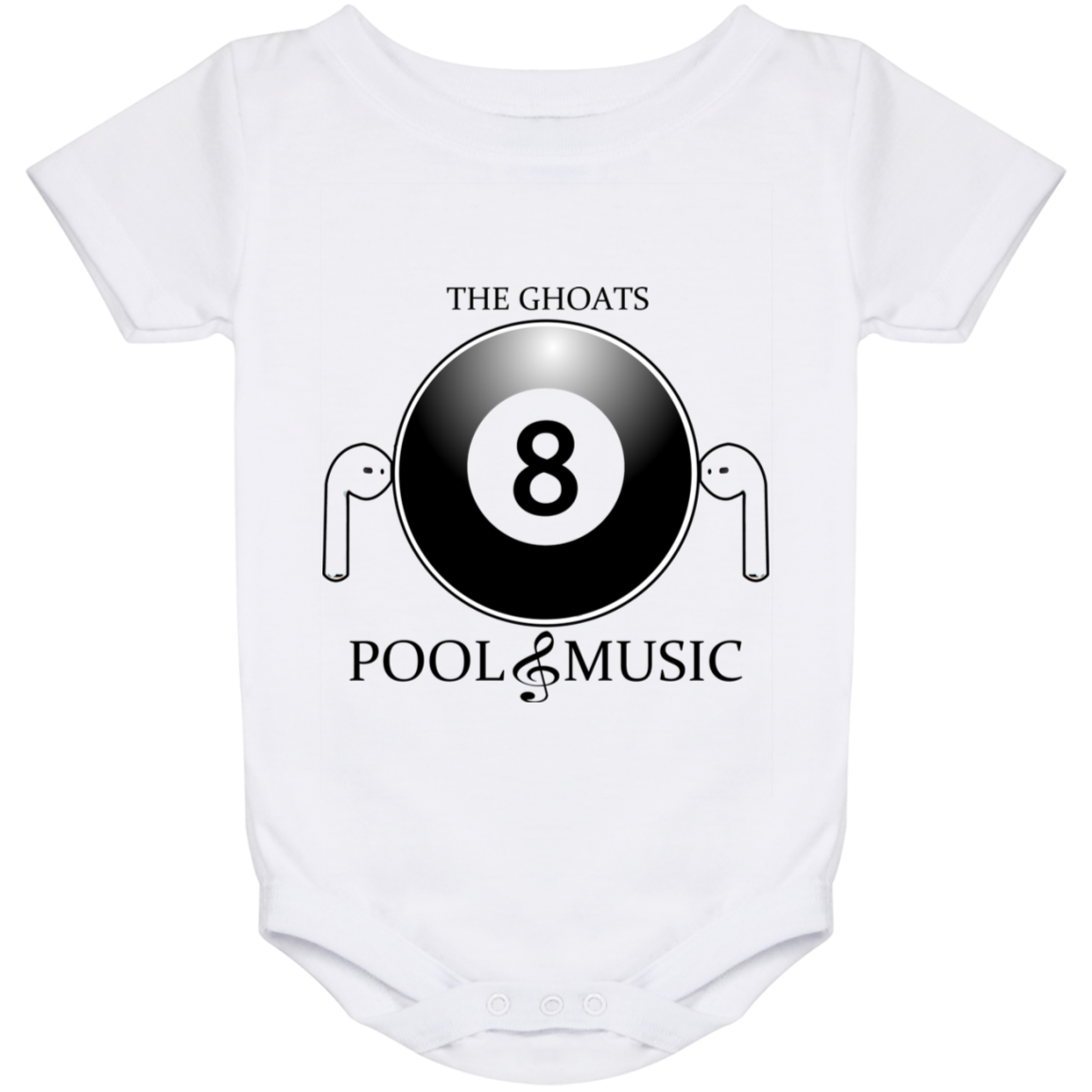 The GHOATS Custom Design. #19 Pool & Music. Baby Onesie 24 Month