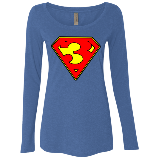 The GHOATS Custom Design. #38 Super 3. APA League. Ladies' Triblend LS Scoop