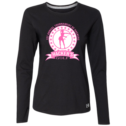 ZZZ#20 OPG Custom Design. 1st Annual Hackers Golf Tournament. Ladies Edition.  Ladies’ Essential Dri-Power Long Sleeve Tee