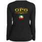 OPG Custom Design #22. One Putt / One Love Parody with Fan Art. Female Edition. Ladies’ Long Sleeve Performance V-Neck Tee