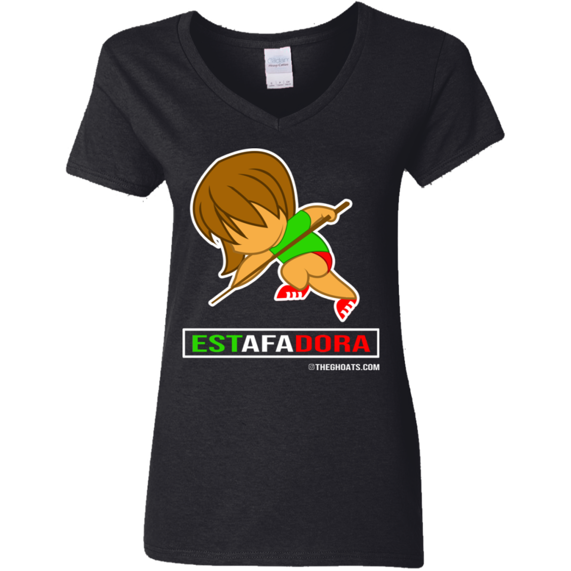 The GHOATS Custom Design. #30 Estafadora. (Spanish translation for Female Hustler). Ladies' Basic V-Neck T-Shirt