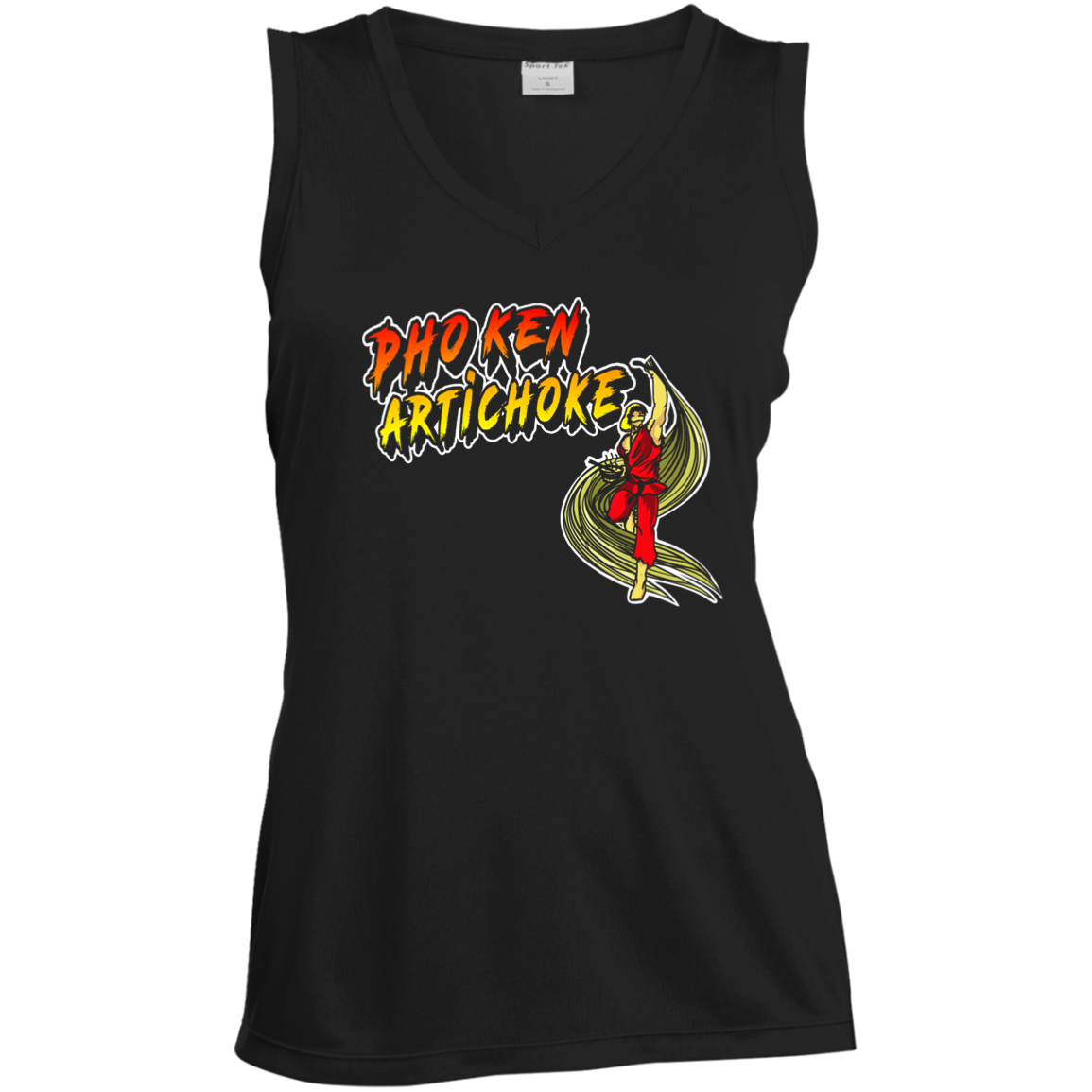 ArtichokeUSA Custom Design. Pho Ken Artichoke. Street Fighter Parody. Gaming. Ladies' Sleeveless V-Neck