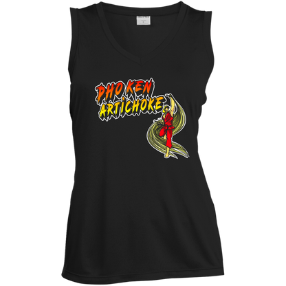 ArtichokeUSA Custom Design. Pho Ken Artichoke. Street Fighter Parody. Gaming. Ladies' Sleeveless V-Neck