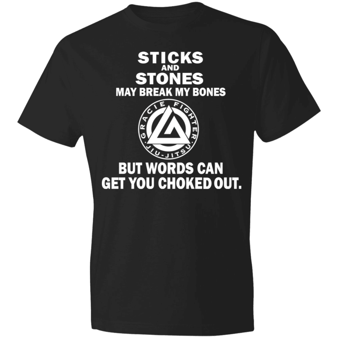 Artichoke Fight Gear Custom Design #19. Sticks and Stones. Pre-Shrunk 100% Combed Ringspun Cotton T-Shirt
