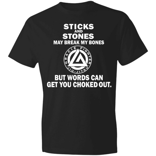 Artichoke Fight Gear Custom Design #19. Sticks and Stones. Pre-Shrunk 100% Combed Ringspun Cotton T-Shirt