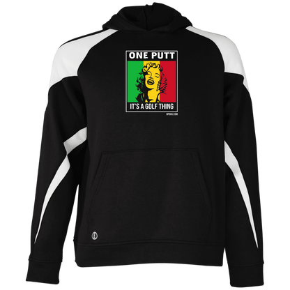 OPG Custom Design #22. One Putt / One Love Parody with Fan Art. Female Edition. Youth Athletic Colorblock Fleece Hoodie