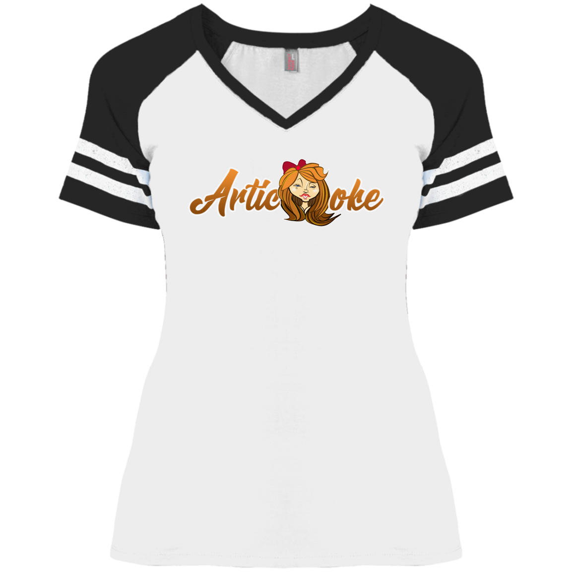 ZZ#21 Characters and Fonts. Aubrey. A show case of my characters and font styles. Ladies' Game V-Neck T-Shirt